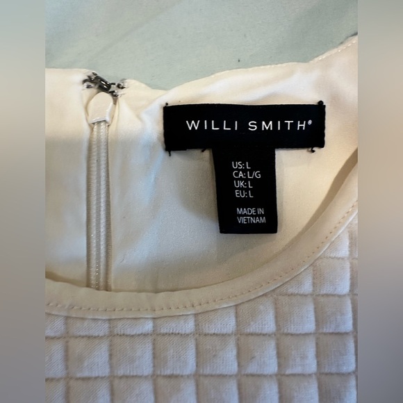 Willi Smith. Large. White Quilted.  Small Square check pattern. Sleeveless Dress - Picture 5 of 16